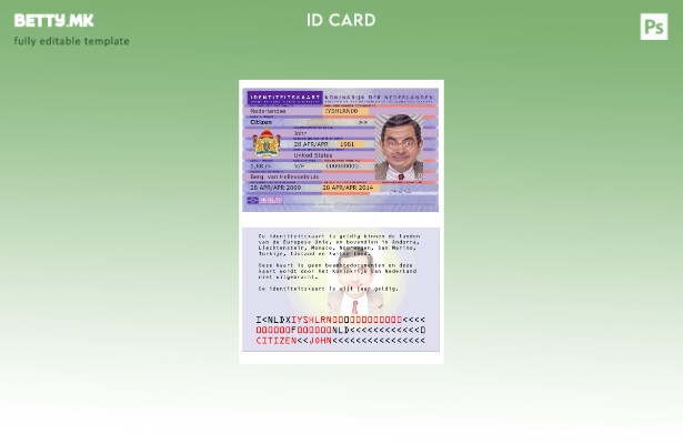 Шаблон за верзија на ID на Холандија во модерен стил